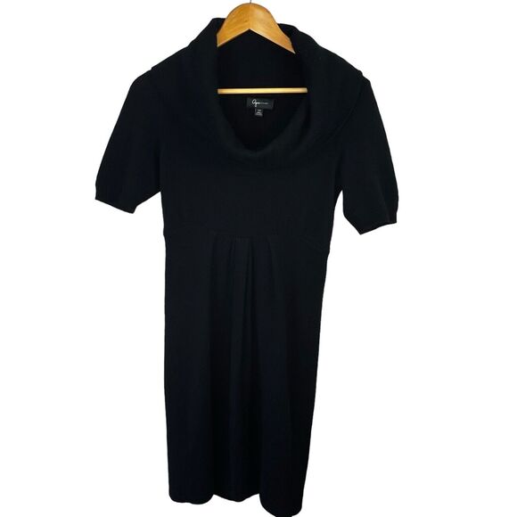 Aqua Black Cashmere Short Sleeve Sweater Dress Size XS Cowl Neck - Picture 1 of 10